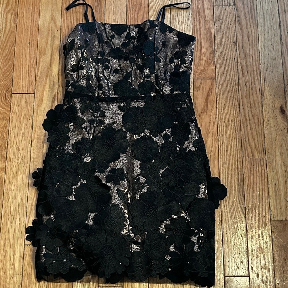 Altard'd State Black Party Dress Sleeveless Spaghetti Straps Size XS T54-19